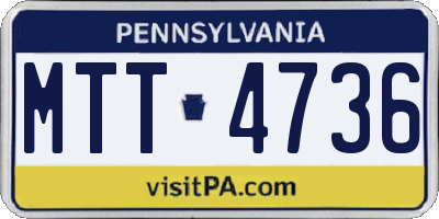 PA license plate MTT4736