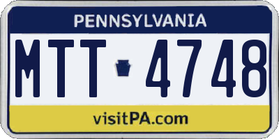 PA license plate MTT4748