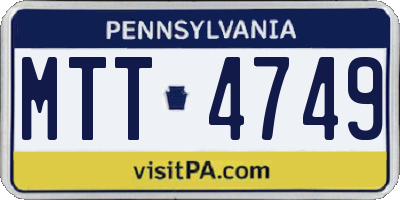 PA license plate MTT4749