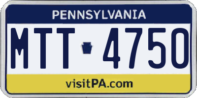PA license plate MTT4750