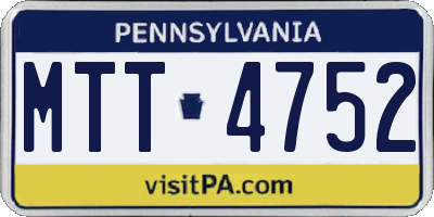 PA license plate MTT4752