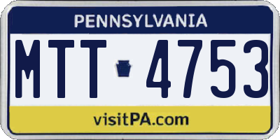PA license plate MTT4753