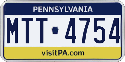 PA license plate MTT4754