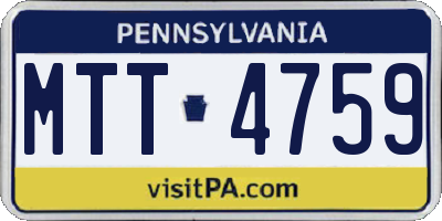 PA license plate MTT4759