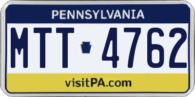 PA license plate MTT4762