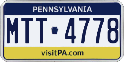 PA license plate MTT4778