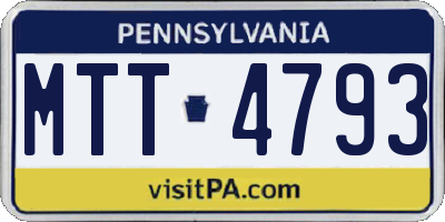 PA license plate MTT4793