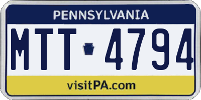 PA license plate MTT4794