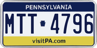 PA license plate MTT4796