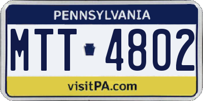 PA license plate MTT4802