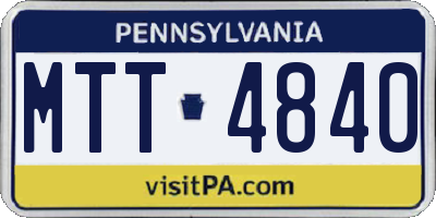 PA license plate MTT4840