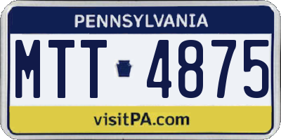 PA license plate MTT4875