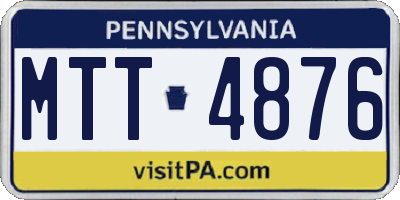 PA license plate MTT4876