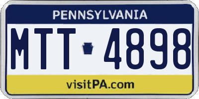 PA license plate MTT4898