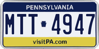PA license plate MTT4947