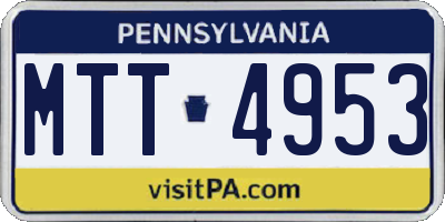 PA license plate MTT4953