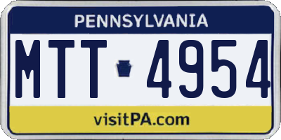 PA license plate MTT4954