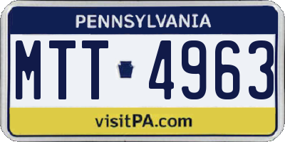 PA license plate MTT4963
