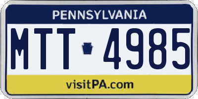 PA license plate MTT4985