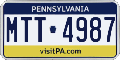 PA license plate MTT4987
