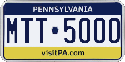 PA license plate MTT5000
