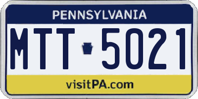PA license plate MTT5021