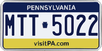 PA license plate MTT5022