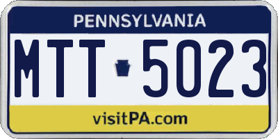 PA license plate MTT5023