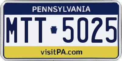 PA license plate MTT5025
