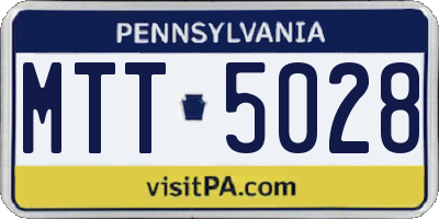 PA license plate MTT5028