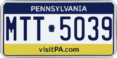 PA license plate MTT5039