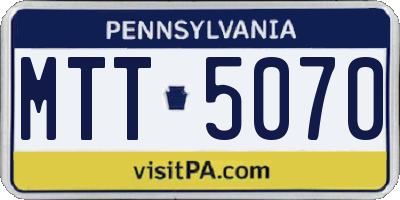 PA license plate MTT5070