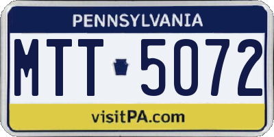 PA license plate MTT5072