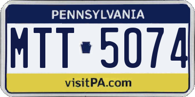 PA license plate MTT5074