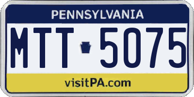 PA license plate MTT5075