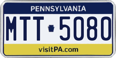 PA license plate MTT5080