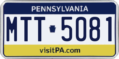 PA license plate MTT5081