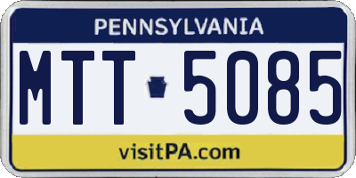 PA license plate MTT5085