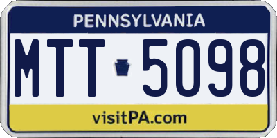 PA license plate MTT5098