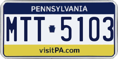 PA license plate MTT5103