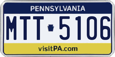 PA license plate MTT5106