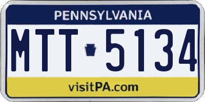 PA license plate MTT5134