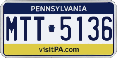 PA license plate MTT5136