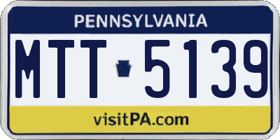 PA license plate MTT5139