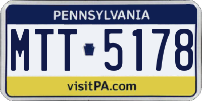 PA license plate MTT5178