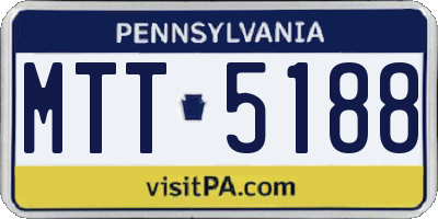 PA license plate MTT5188