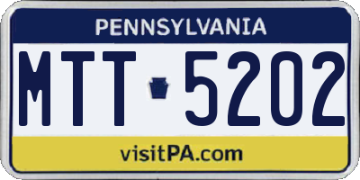 PA license plate MTT5202