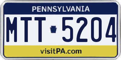 PA license plate MTT5204