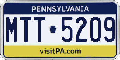 PA license plate MTT5209