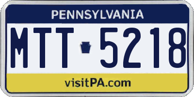 PA license plate MTT5218